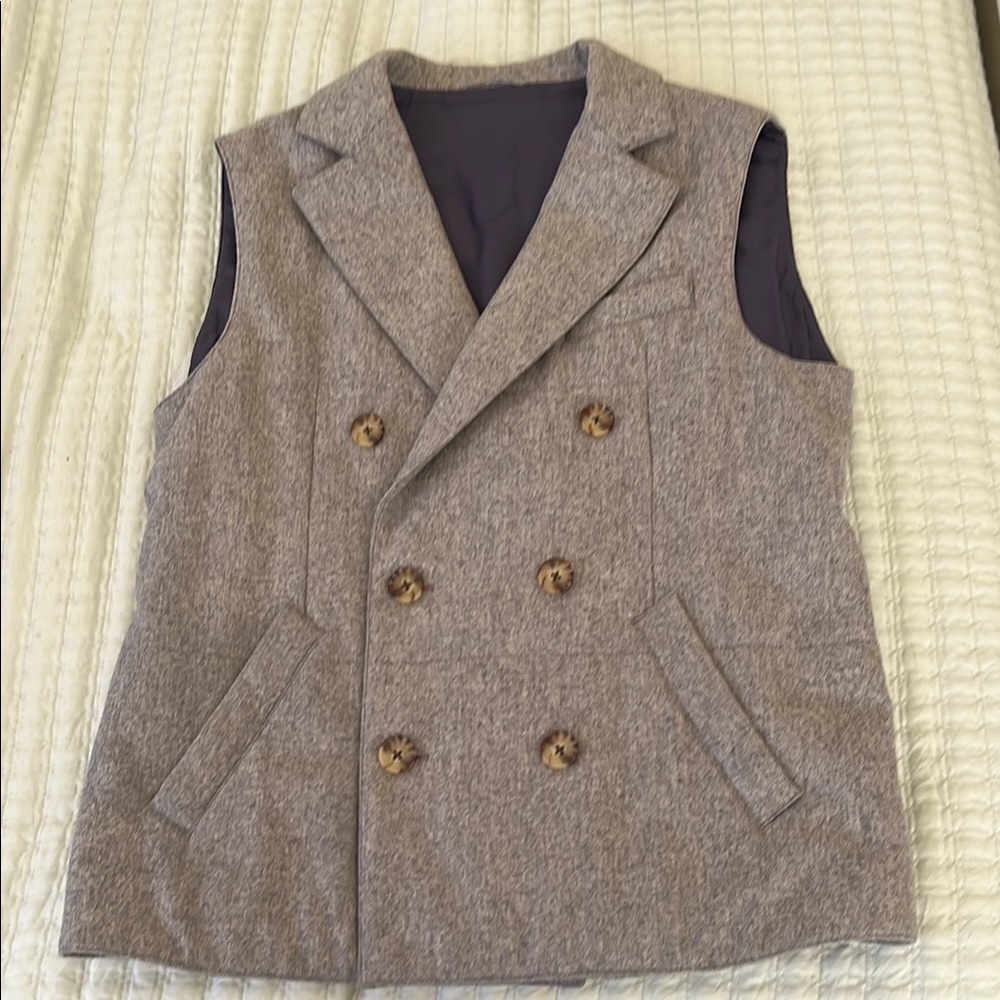 Premium Gray Wool Double-Breasted Bodywarmer By S… - image 1